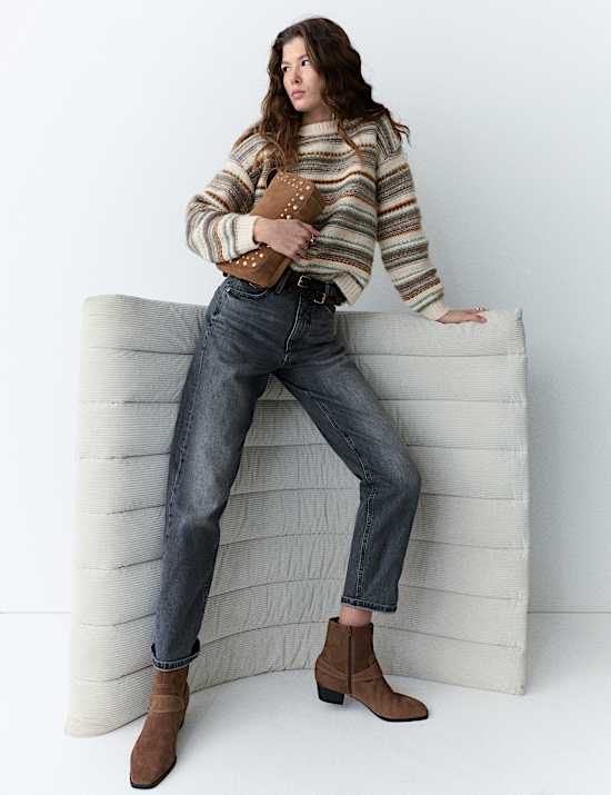Striped Knitted Crew Neck Relaxed Jumper