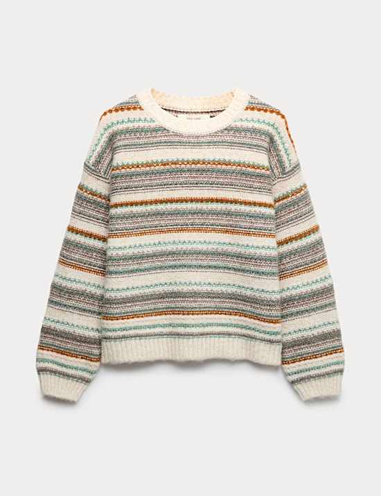Striped Knitted Crew Neck Relaxed Jumper