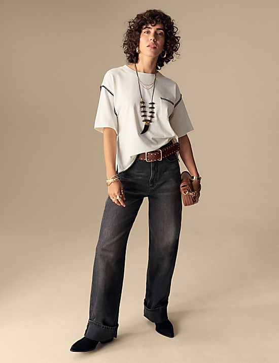 Pure Cotton Embroidered Oversized T-Shirt