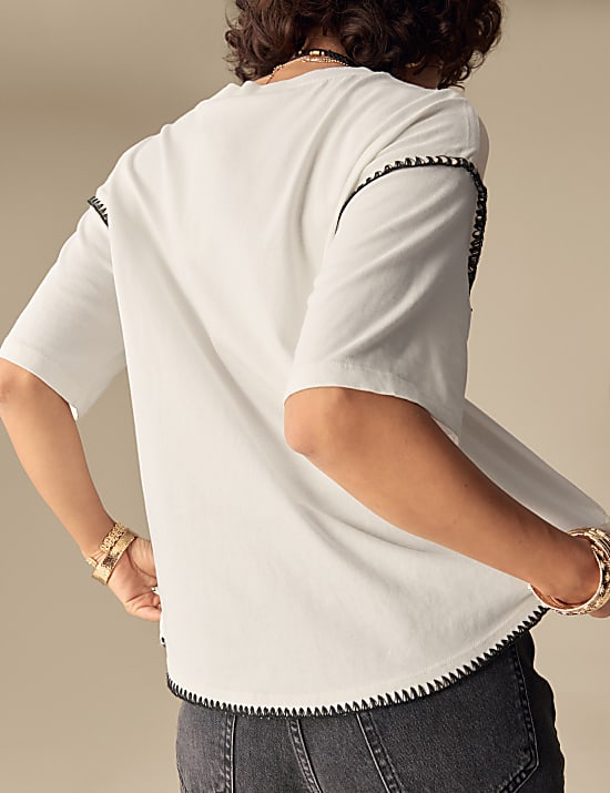 Pure Cotton Embroidered Oversized T-Shirt