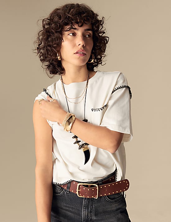 Pure Cotton Embroidered Oversized T-Shirt