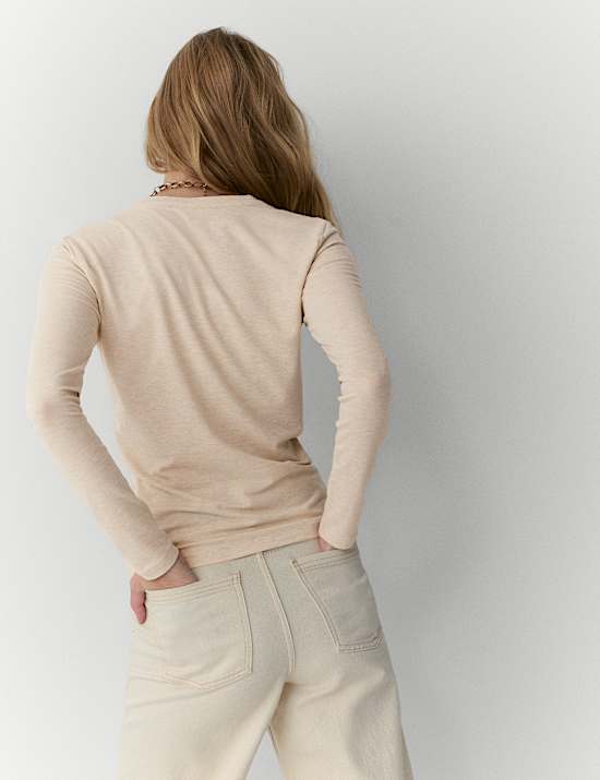 Top Henley en jersey chiné