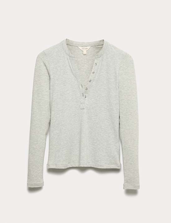 Marled Jersey Henley Top