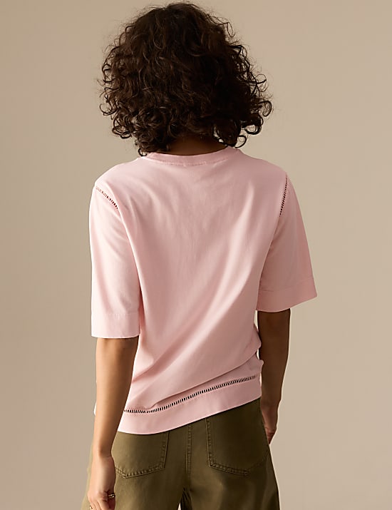 T-shirt 100 % coton à motif brodé