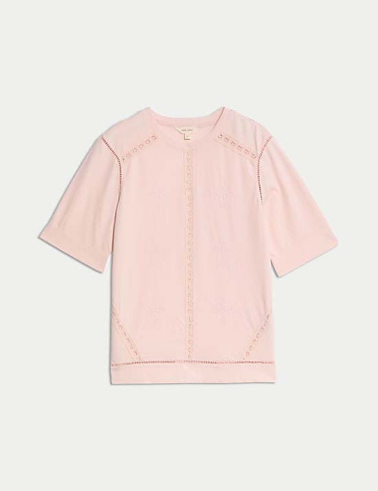 T-shirt 100 % coton à motif brodé