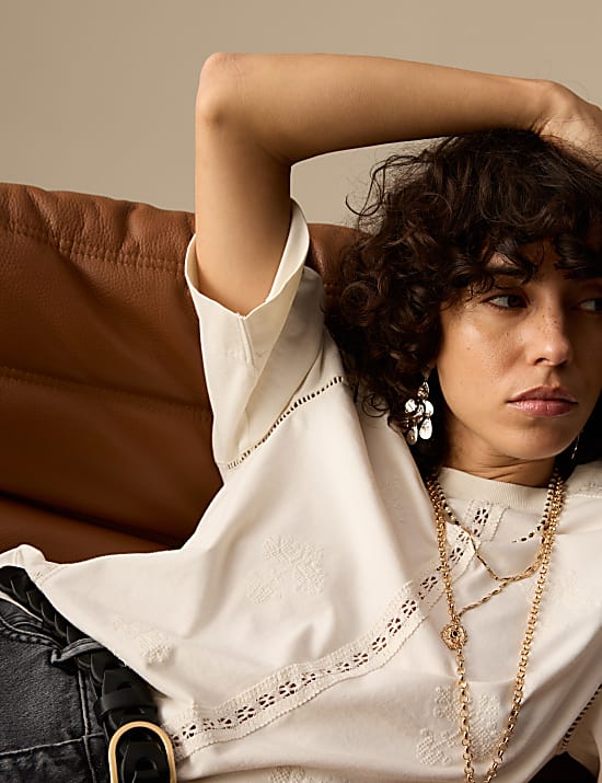 Pure Cotton Embroidered T-Shirt