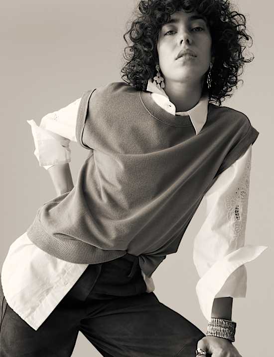 Pure Cotton Sleeveless Sweat-shirt