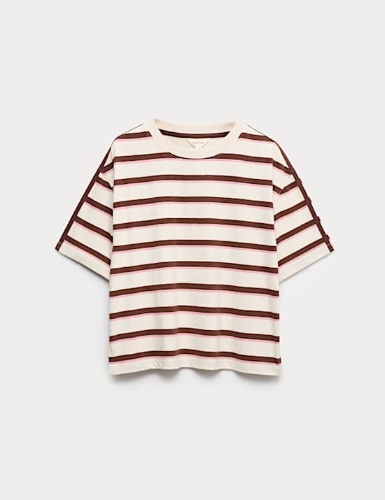 Pure Cotton Striped Boxy T-Shirt
