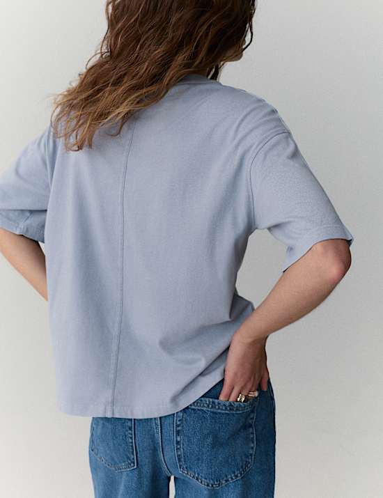 Zuiver katoenen T-shirt met korte mouwen, boxy model