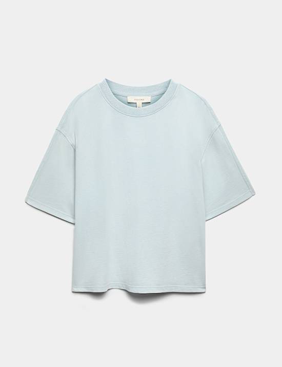 T-shirt boxy 100 % coton &agrave; manches courtes