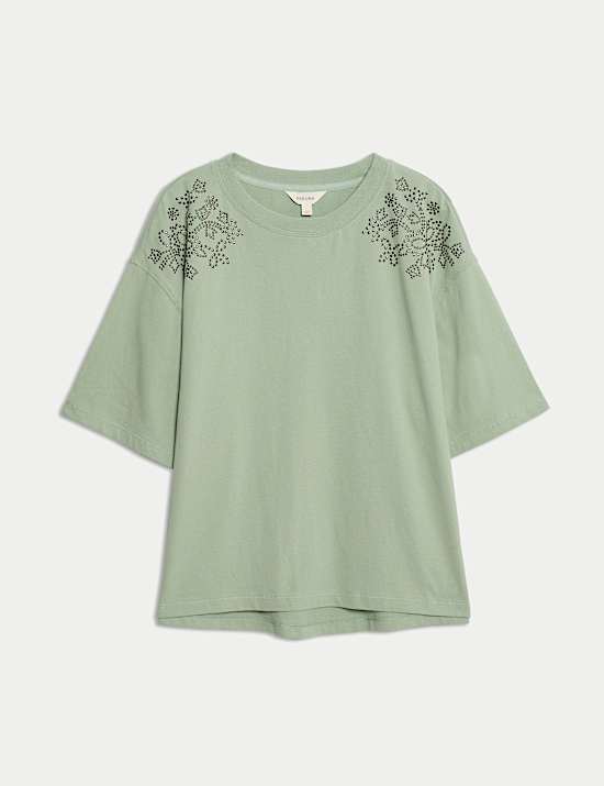 Pure Cotton Studded T-Shirt
