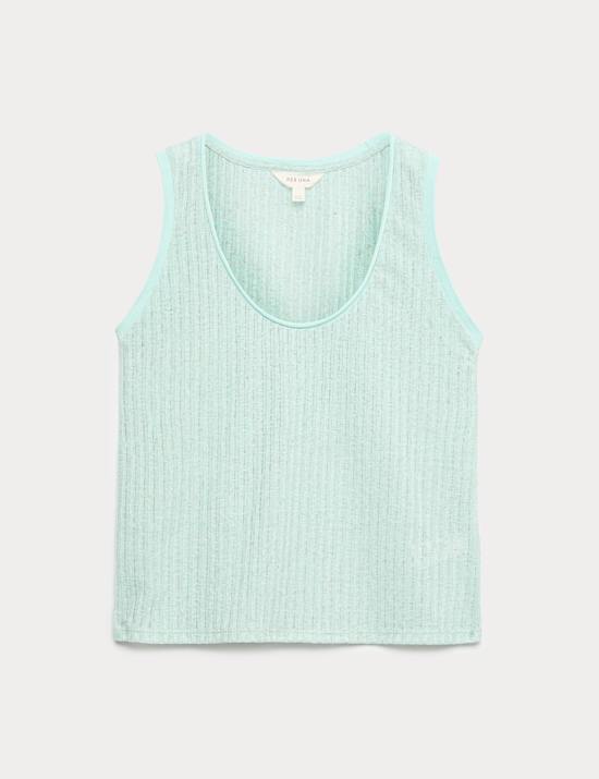 Maillot de corps en jersey textur&eacute; &agrave; d&eacute;collet&eacute; rond avec lin