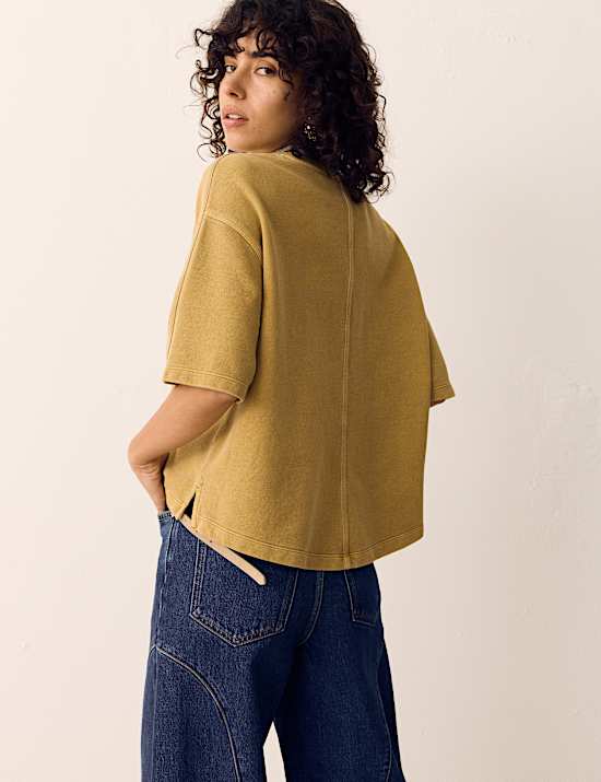 Sweatshirt Boxy Kerah Bundar Katun Murni