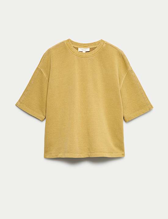 Sweatshirt Boxy Kerah Bundar Katun Murni