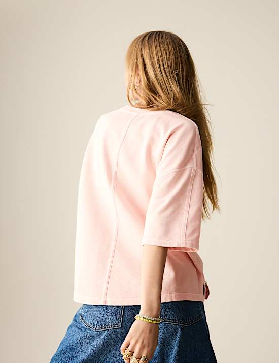 Pure Cotton Crew Neck Boxy Sweatshirt