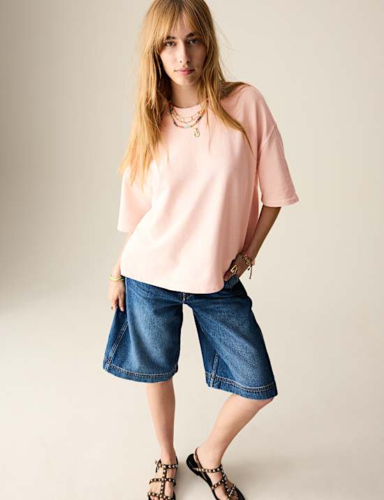 Pure Cotton Crew Neck Boxy Sweatshirt
