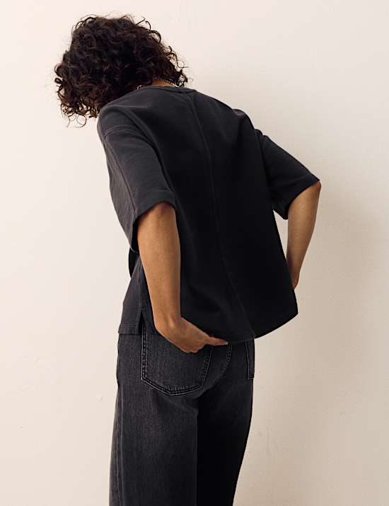 Pure Cotton Crew Neck Boxy Sweatshirt