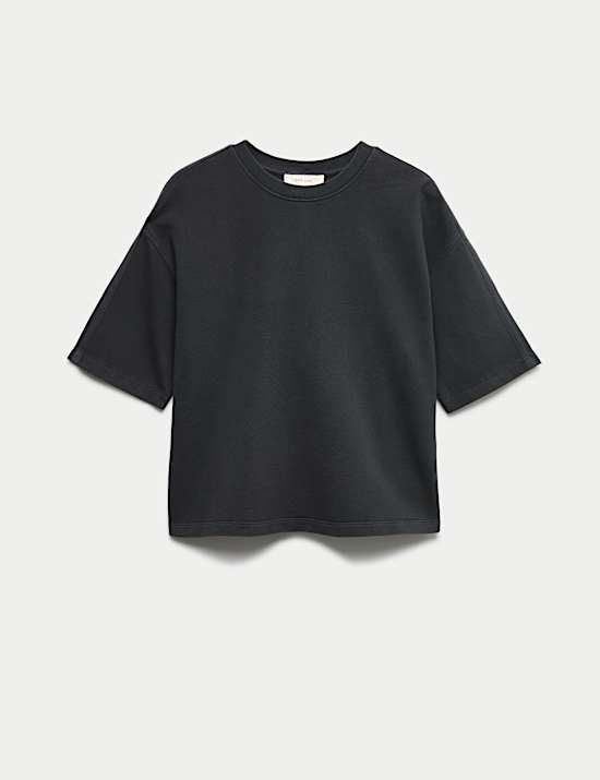 Pure Cotton Crew Neck Boxy Sweatshirt