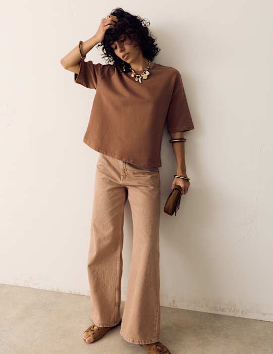 Pure Cotton Crew Neck Boxy Sweatshirt