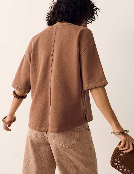 Pure Cotton Crew Neck Boxy Sweatshirt