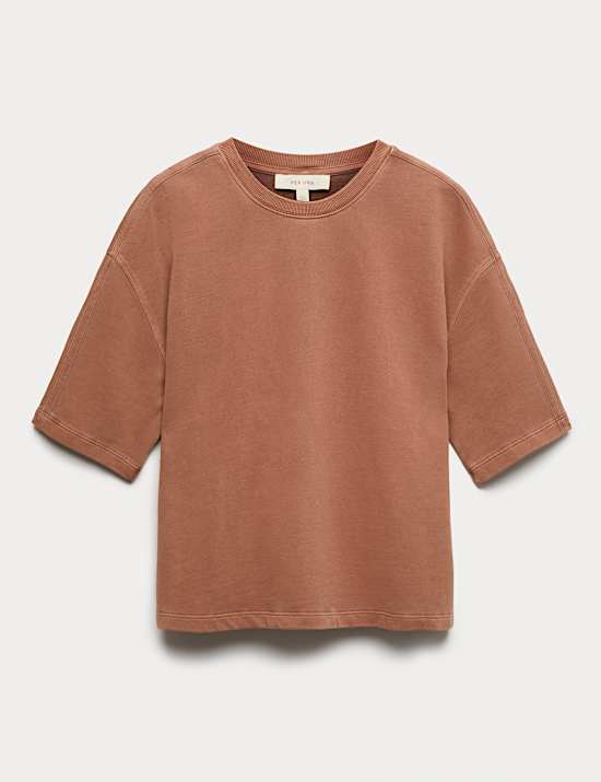 Pure Cotton Crew Neck Boxy Sweatshirt