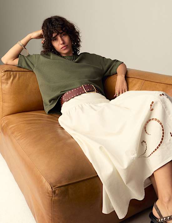 Pure Cotton Crew Neck Boxy Sweatshirt