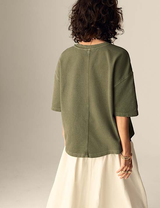 Pure Cotton Crew Neck Boxy Sweatshirt