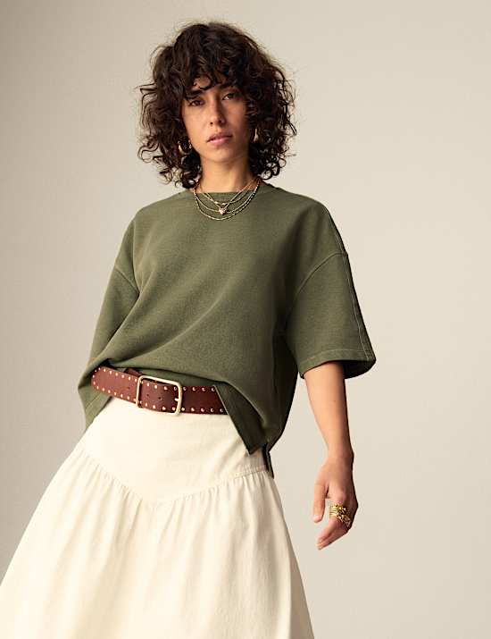 Pure Cotton Crew Neck Boxy Sweatshirt