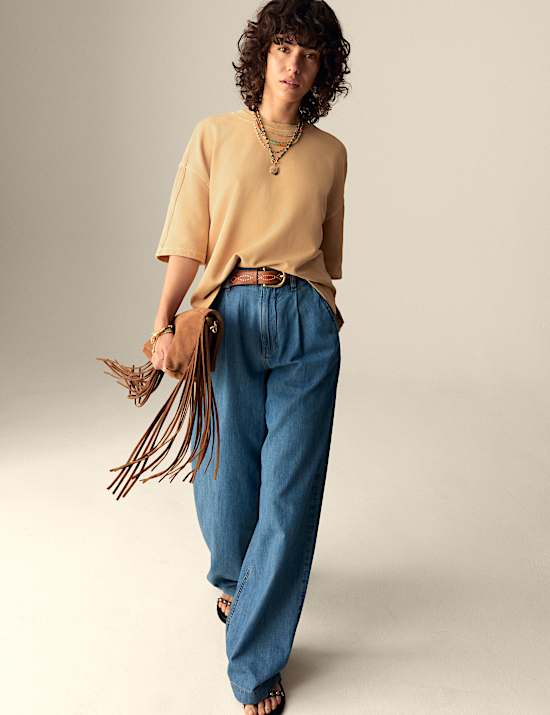 Pure Cotton Crew Neck Boxy Sweatshirt