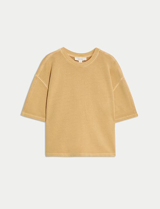 Pure Cotton Crew Neck Boxy Sweatshirt