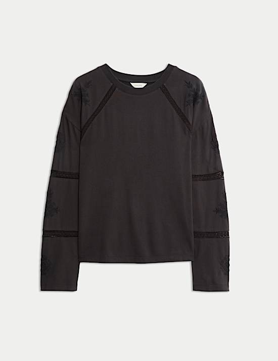 Top 100 % coton à motif brodé