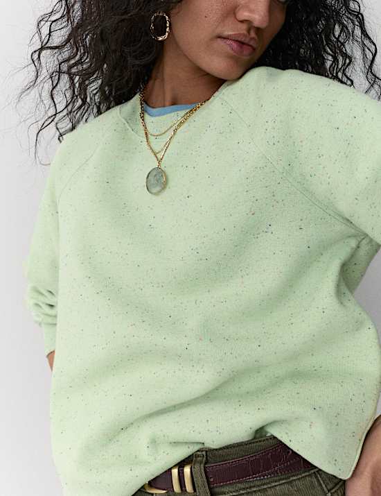 Cotton Rich Fleck Crew Neck Sweatshirt