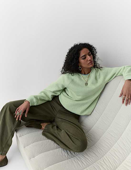 Cotton Rich Fleck Crew Neck Sweatshirt