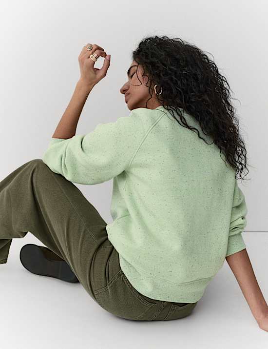 Cotton Rich Fleck Crew Neck Sweatshirt