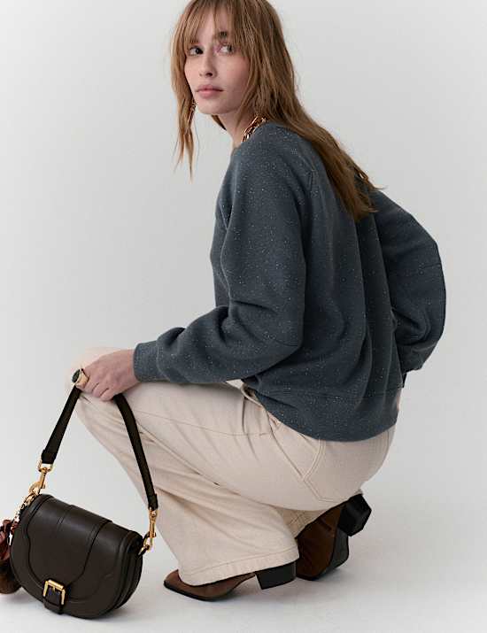 Cotton Rich Fleck Crew Neck Sweatshirt