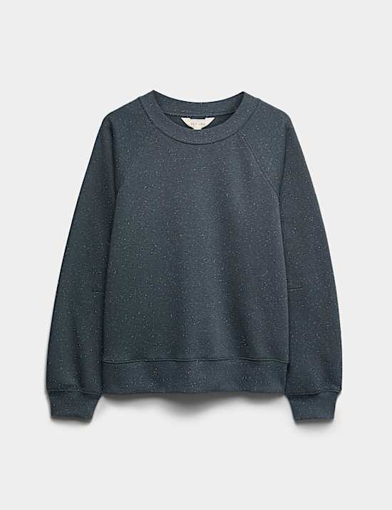 Cotton Rich Fleck Crew Neck Sweatshirt