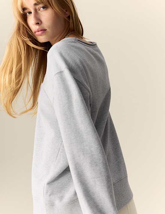 Pure Cotton Scoop Neck Sweatshirt