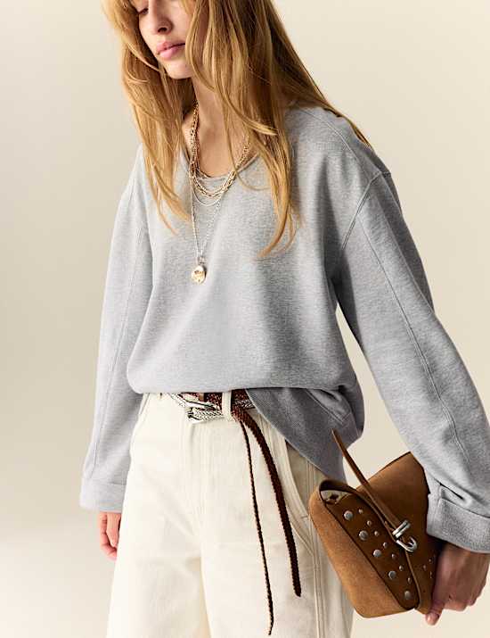 Pure Cotton Scoop Neck Sweatshirt