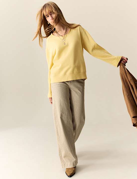 Pure Cotton Scoop Neck Sweatshirt