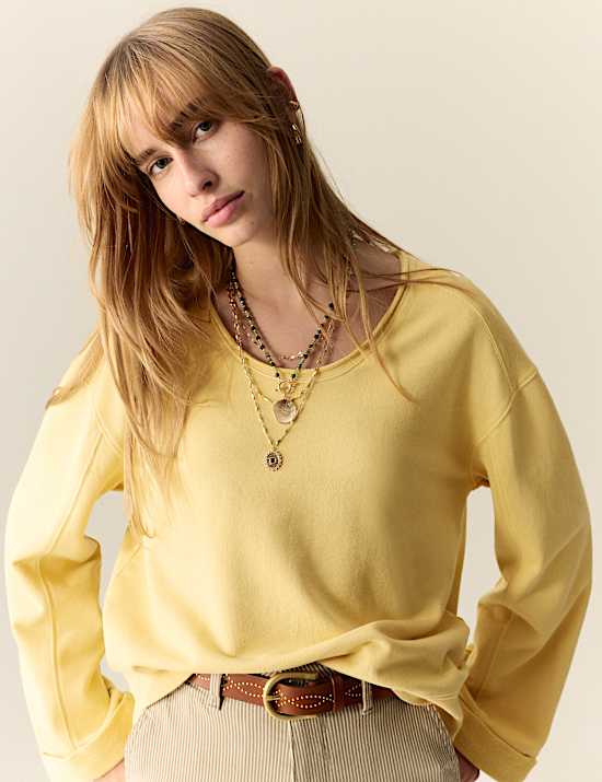 Pure Cotton Scoop Neck Sweatshirt