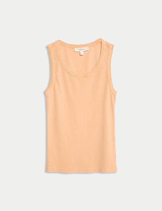 Cotton Rich Ribbed Scoop Neck Fitted Vest