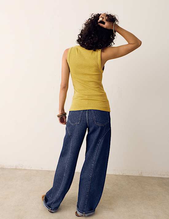 Cotton Modal Blend Scoop Neck Henley Vest