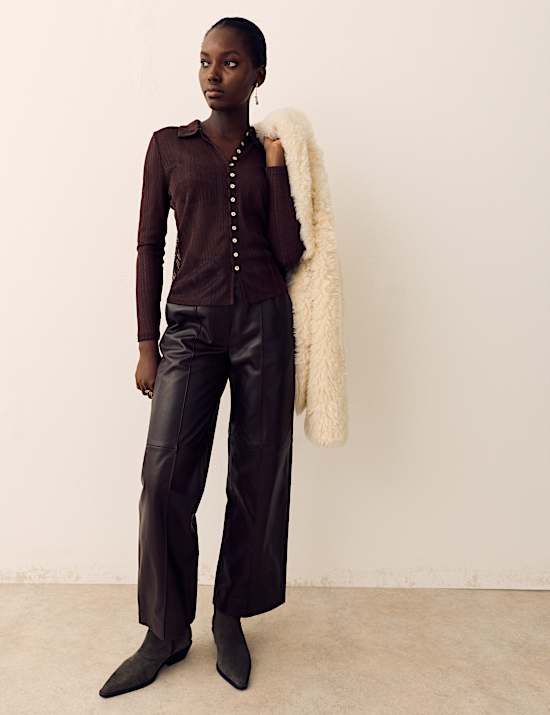 Shimmer Knitted Long Sleeve Shirt