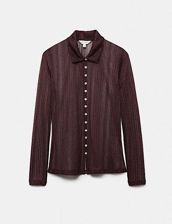 Shimmer Knitted Long Sleeve Shirt