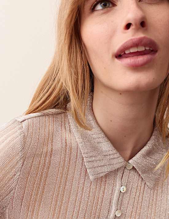 Shimmer Knitted Long Sleeve Shirt