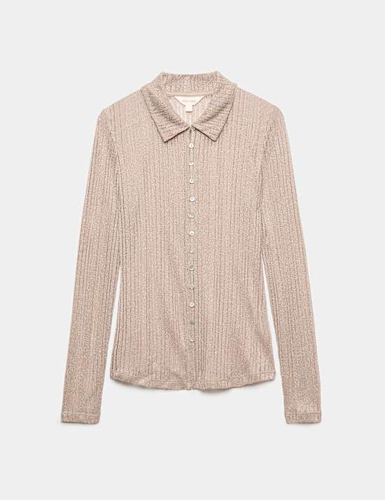 Shimmer Knitted Long Sleeve Shirt