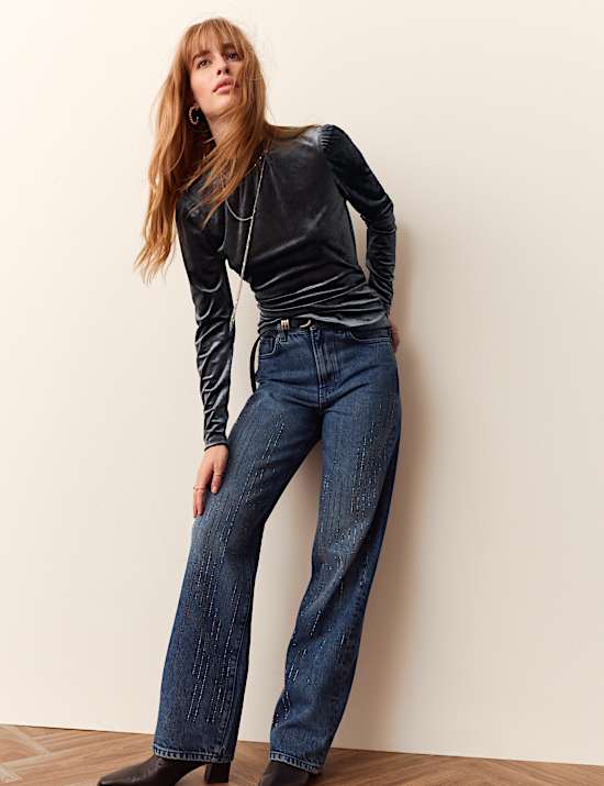 Velvet High Neck Top