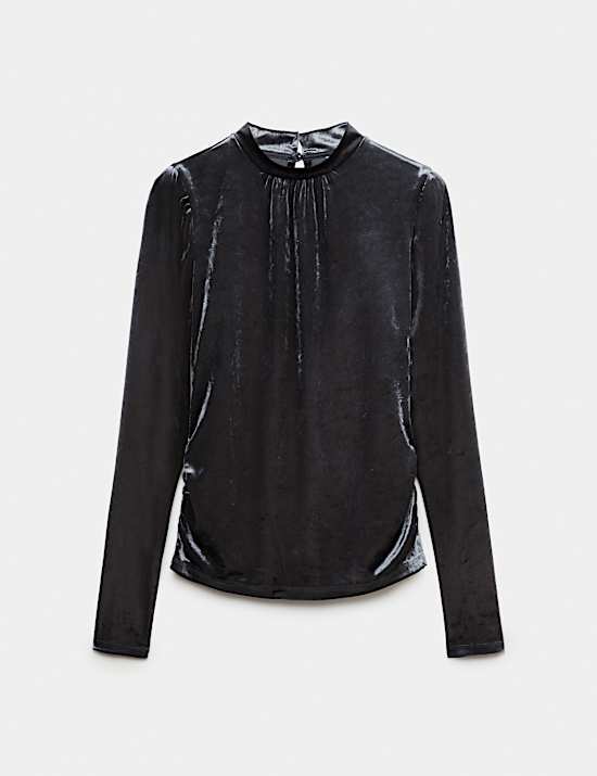 Velvet High Neck Top