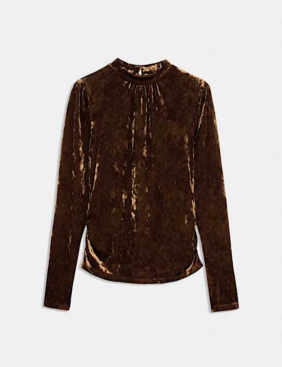 Velvet High Neck Top