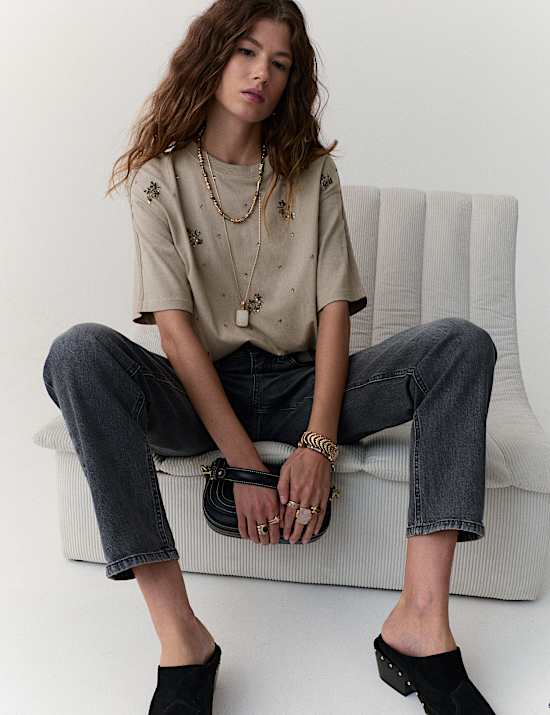 Pure Cotton Embellished T-Shirt